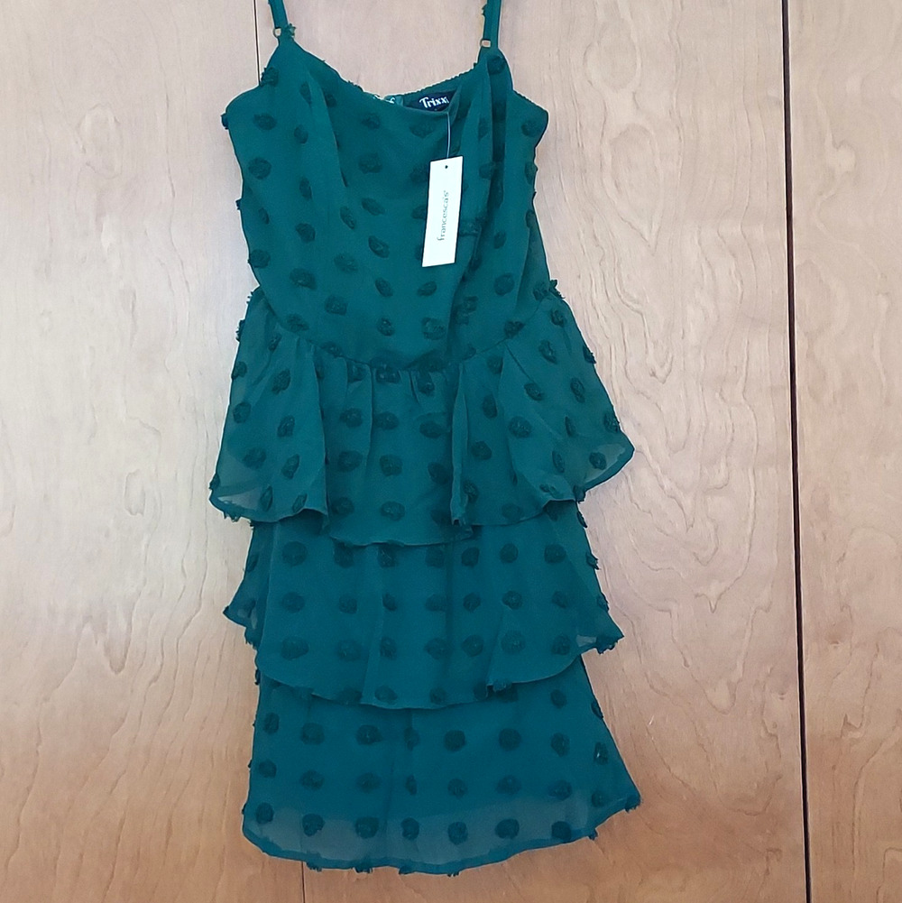 New Francescas Trixxi Green Polka Dot Mini Dress Size Small NWT sleeveless